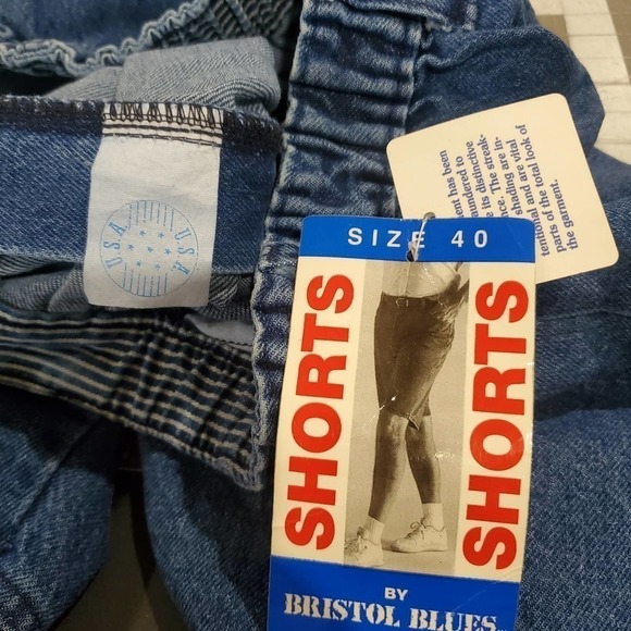 Bristol Blues Jean Shorts Mens Size 40 Vintage 90s Fold Over Cuffs Dad Denim - Picture 8 of 9